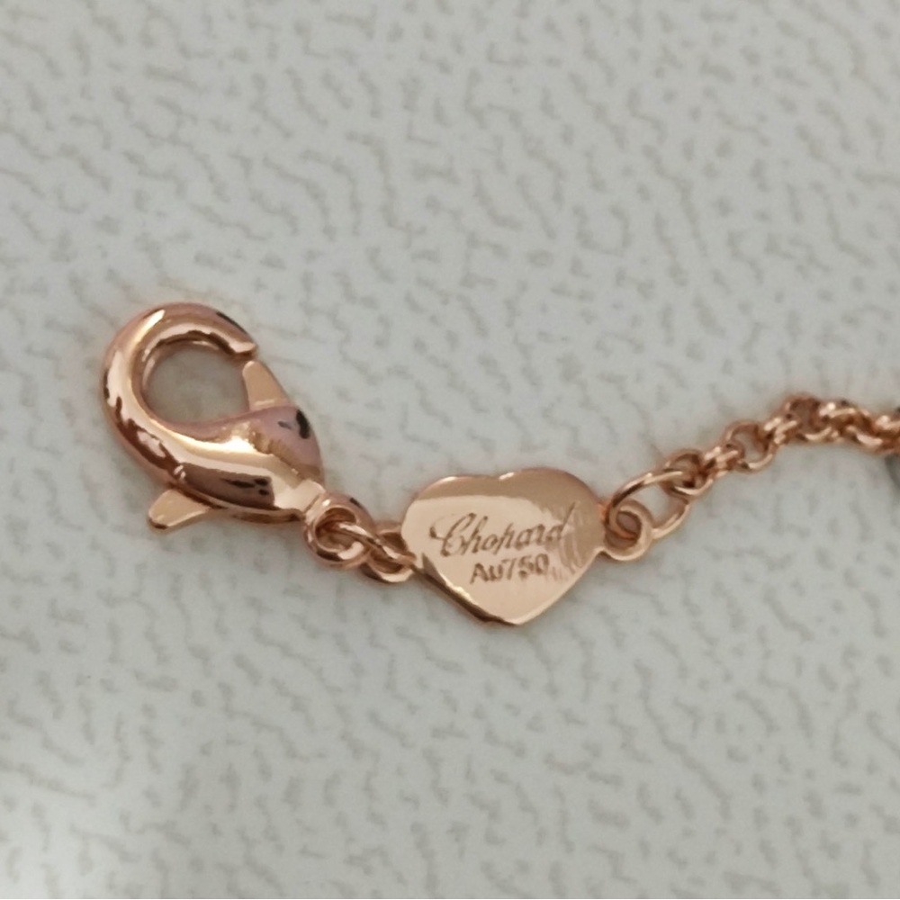 Chopard Rose Gold Chain Bracelet with Red Heart Pendant - Picture 2 of 12